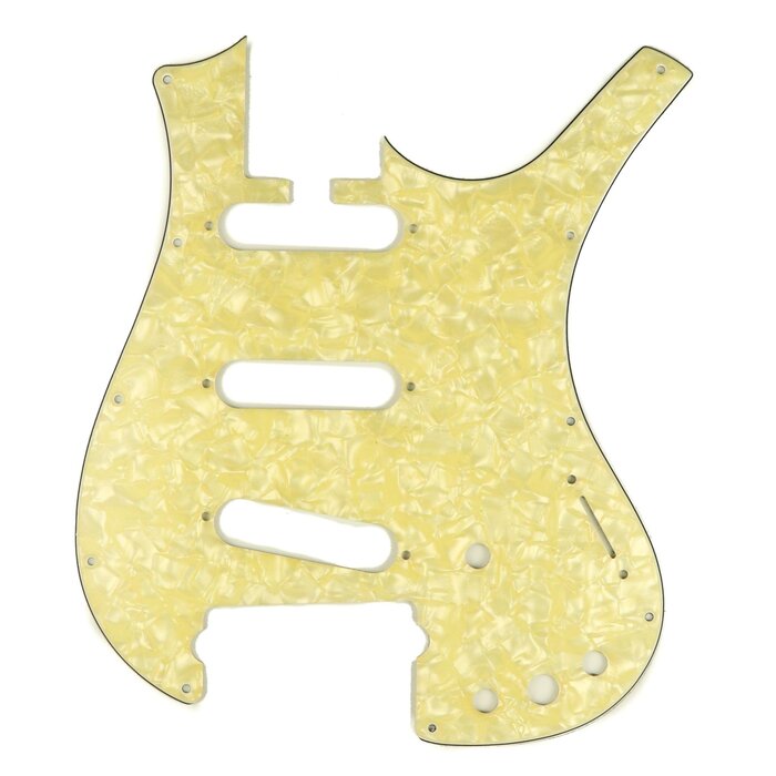 MannMade USA MannMade USA Parker S/S/S Nitefly Pickguard - 4 Ply - Aged White Pearl/White/Black/White