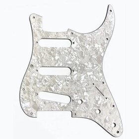 Allparts Allparts PG-0552 11-hole Pickguard for Stratocaster - White Pearloid 4-Ply - WP/W/B/W