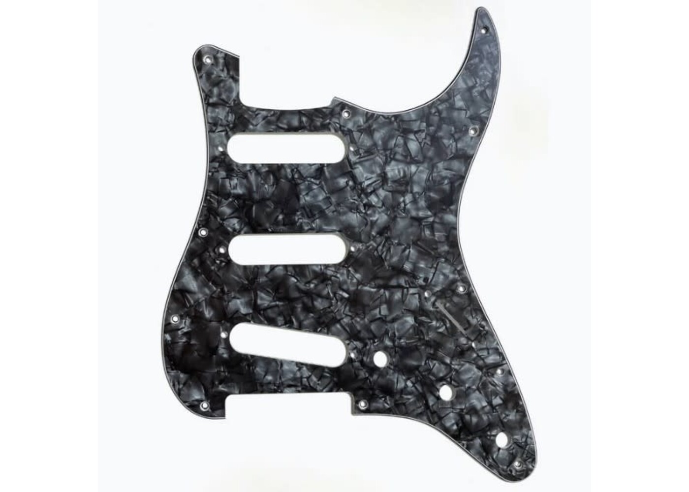 Allparts Allparts PG-0552 11-hole Pickguard for Stratocaster - Dark Black Pearloid 4-Ply - DBP/W/B/W