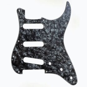 Allparts Allparts PG-0552 11-hole Pickguard for Stratocaster - Dark Black Pearloid 4-Ply - DBP/W/B/W