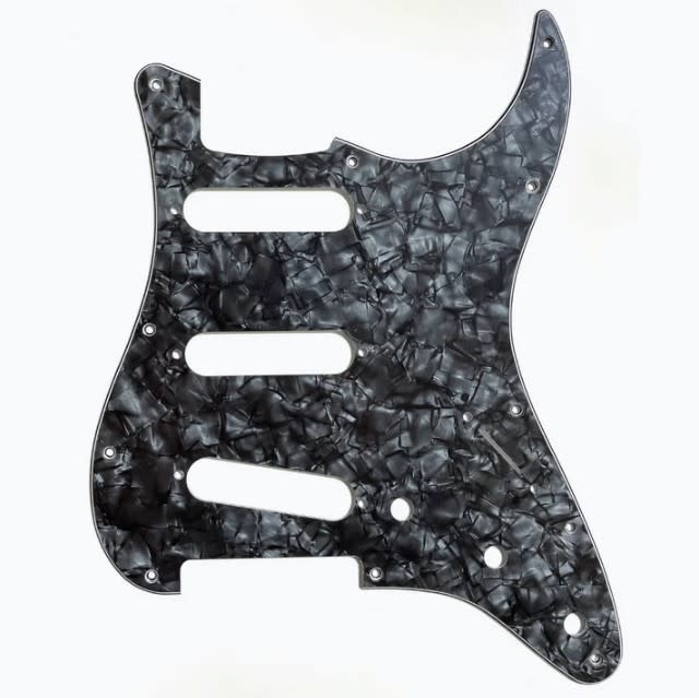 Allparts Allparts PG-0552 11-hole Pickguard for Stratocaster - Dark Black Pearloid 4-Ply - DBP/W/B/W