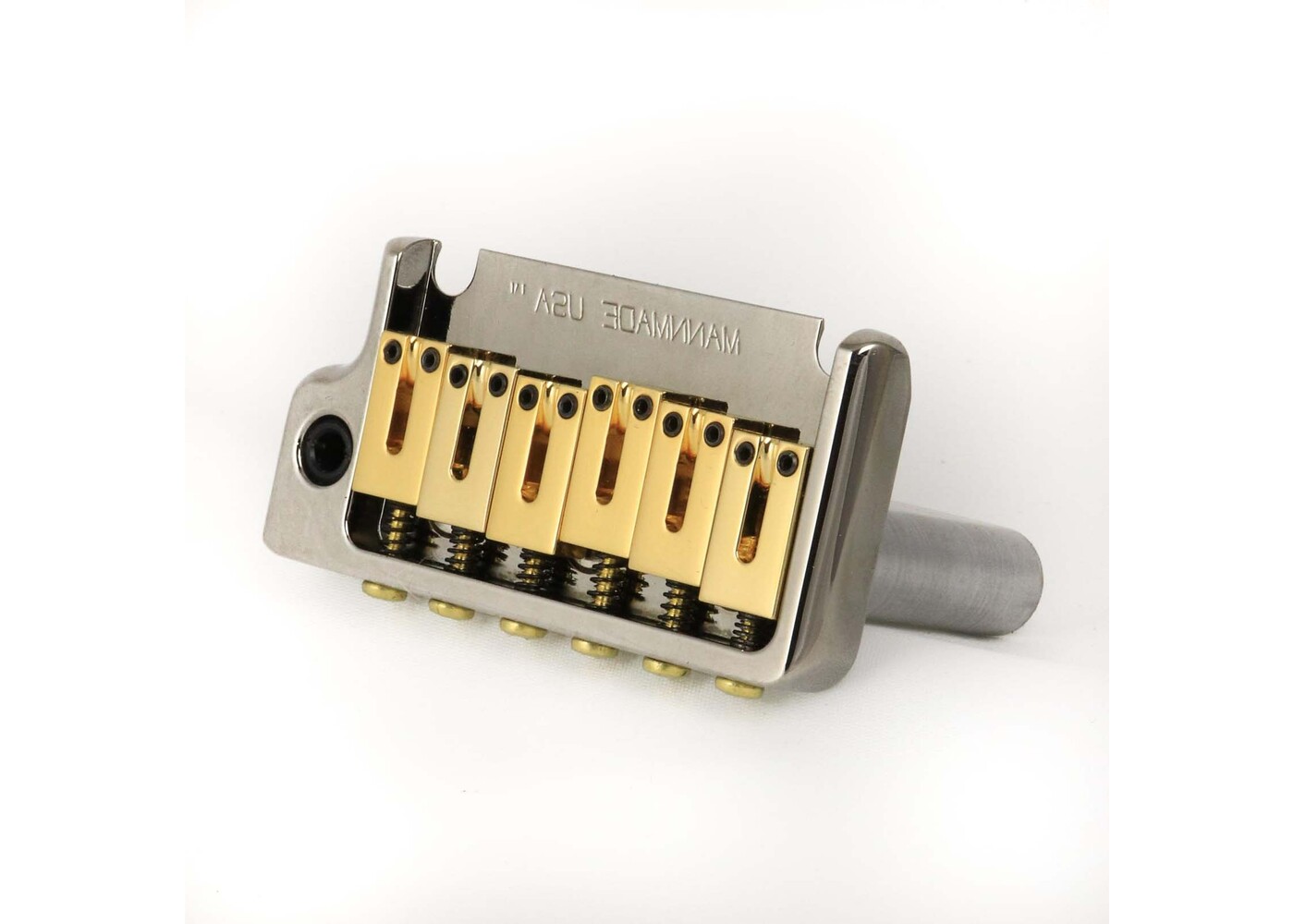 MannMade USA MannMade USA 2-Post Tremolo Bridge - Black Nickel Hybrid - Left Hand - fits 2 post Strat style guitars