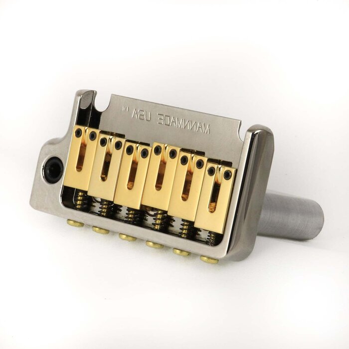 MannMade USA MannMade USA 2-Post Tremolo Bridge - Black Nickel Hybrid - Left Hand - fits 2 post Strat style guitars