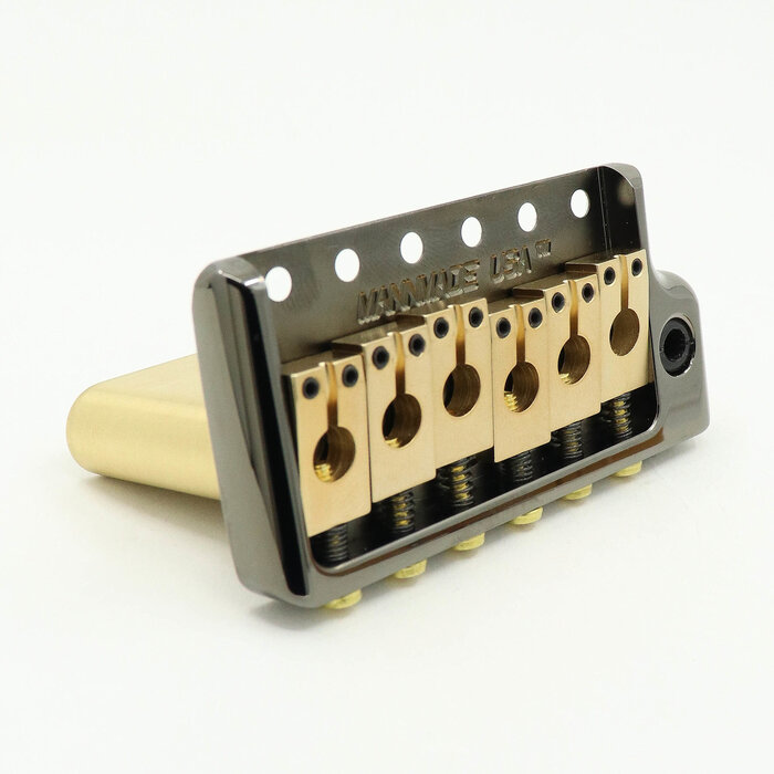 MannMade USA MannMade USA Tremolo Bridge - Black Nickel Hybrid/Tumbled Saddles  - fits PRS style guitars
