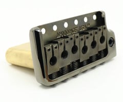 MannMade USA MannMade USA Tremolo Bridge - Black Nickel/Tumbled Saddles - fits PRS style guitars