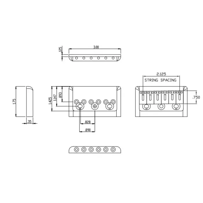 MannMade USA MannMade USA FatBack Hardtail Bridge (2 1/8") - Gold Hybrid