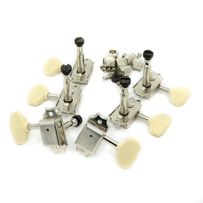 MannMade USA MannMade USA Vintage Style Locking Tuner Set - Nickel, Ivory Wing Button