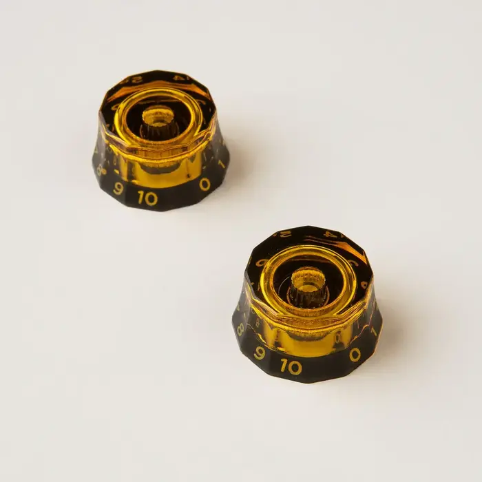 PRS Guitars PRS Lampshade Knobs - Set of Two, Amber/Black - Metric Shaft