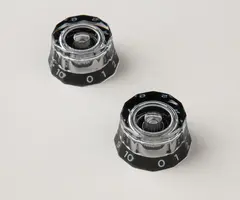 PRS Guitars PRS Lampshade Knobs - Set of Two, Clear/Black - Metric Shaft