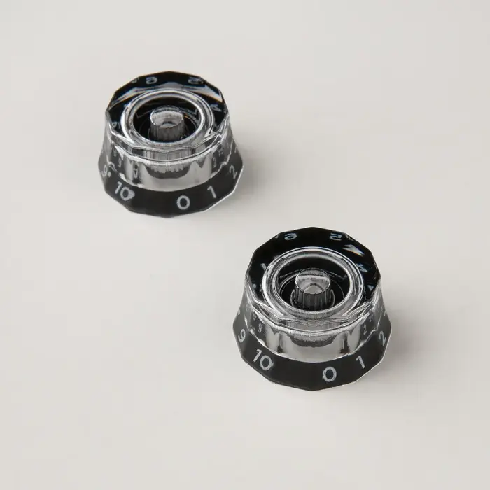 PRS Guitars PRS Lampshade Knobs - Set of Two, Clear/Black - Metric Shaft