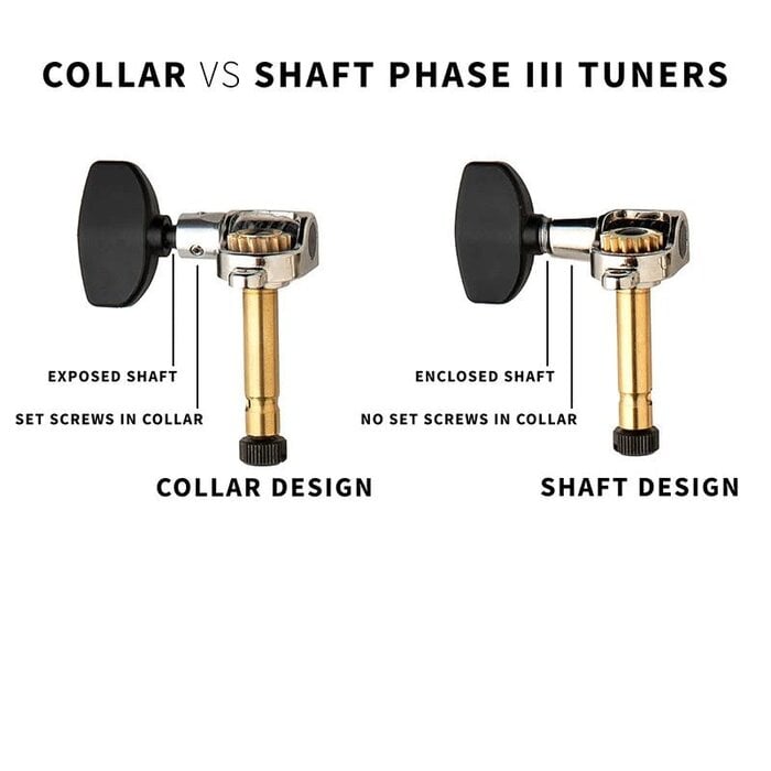 PRS Guitars PRS Phase III Tuners w/ Wing Button, Locking, Collar Design, Ivory Buttons, Set of Six