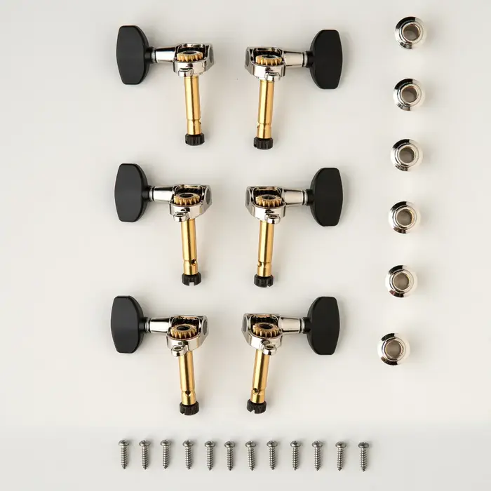 PRS Guitars PRS Phase III Tuners w/ Wing Button, Locking, Shaft Design, Black Buttons, Set of Six