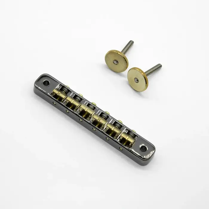 PRS Guitars PRS Two-Piece Bridge W/Studs & Thumbwheels - Smoked Black w/ Brass Saddles & Thumbwheels
