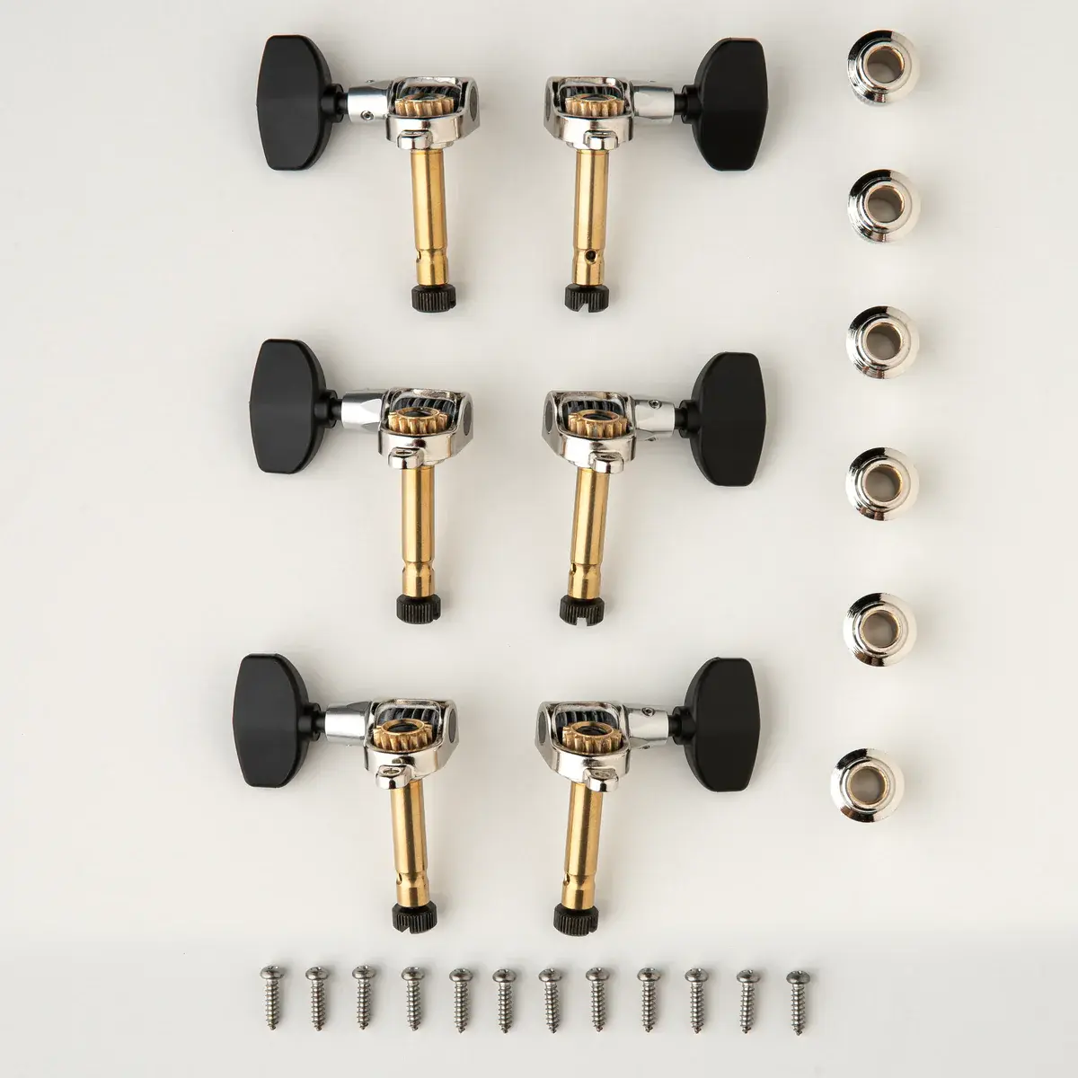 PRS Guitars PRS Phase III Tuners w/ Wing Button, Locking, Collar Design, Black Buttons - Set of Six