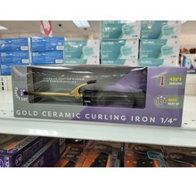 HOT & HOTTER GOLD CERAMIC CURLING IRON 1/4" #5860