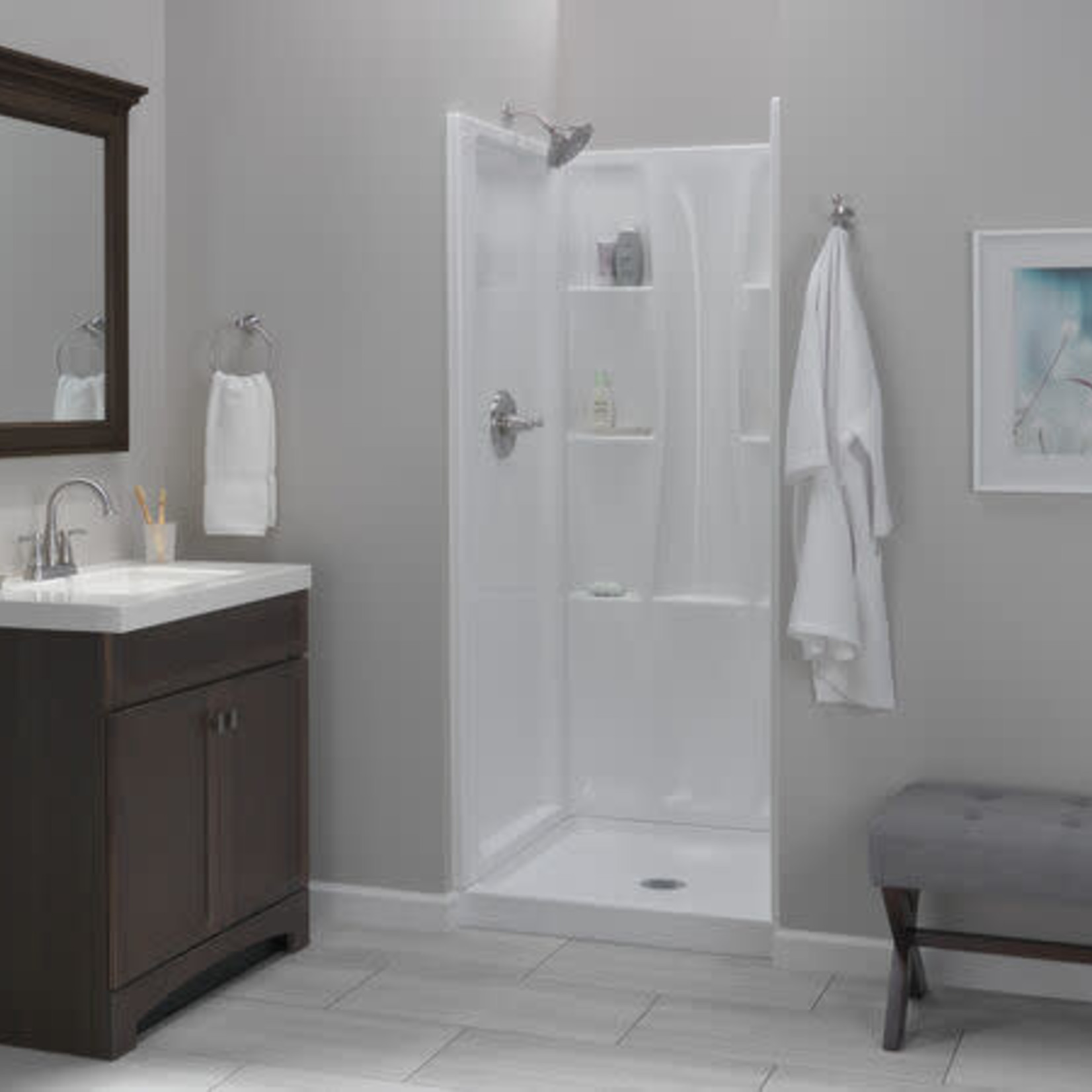 Delta Classic 400 32x32 Shower Base in White Home Improvement Discount