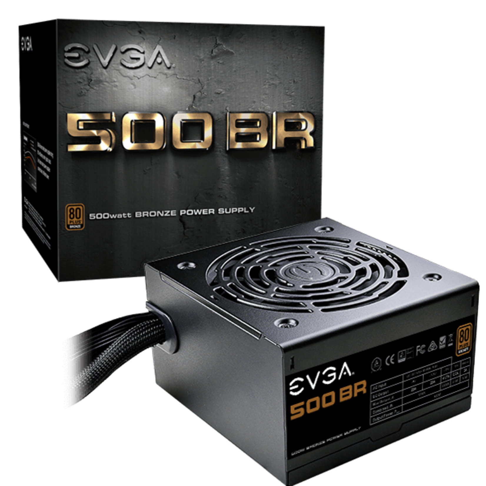 EVGA EVGA Power Supply 100-BR-0500-K1 500 BR 500W 80+BRONZE 12V PCI Express 120mm Long SleeveBearing