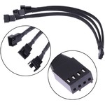 MISC High Quality 4 pin PWM Fan Cable 1 to 3 ways Splitter Black Sleeved 26cm Length Extension