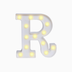 Wooden Vintage LED Marquee Freestanding Letter R - White