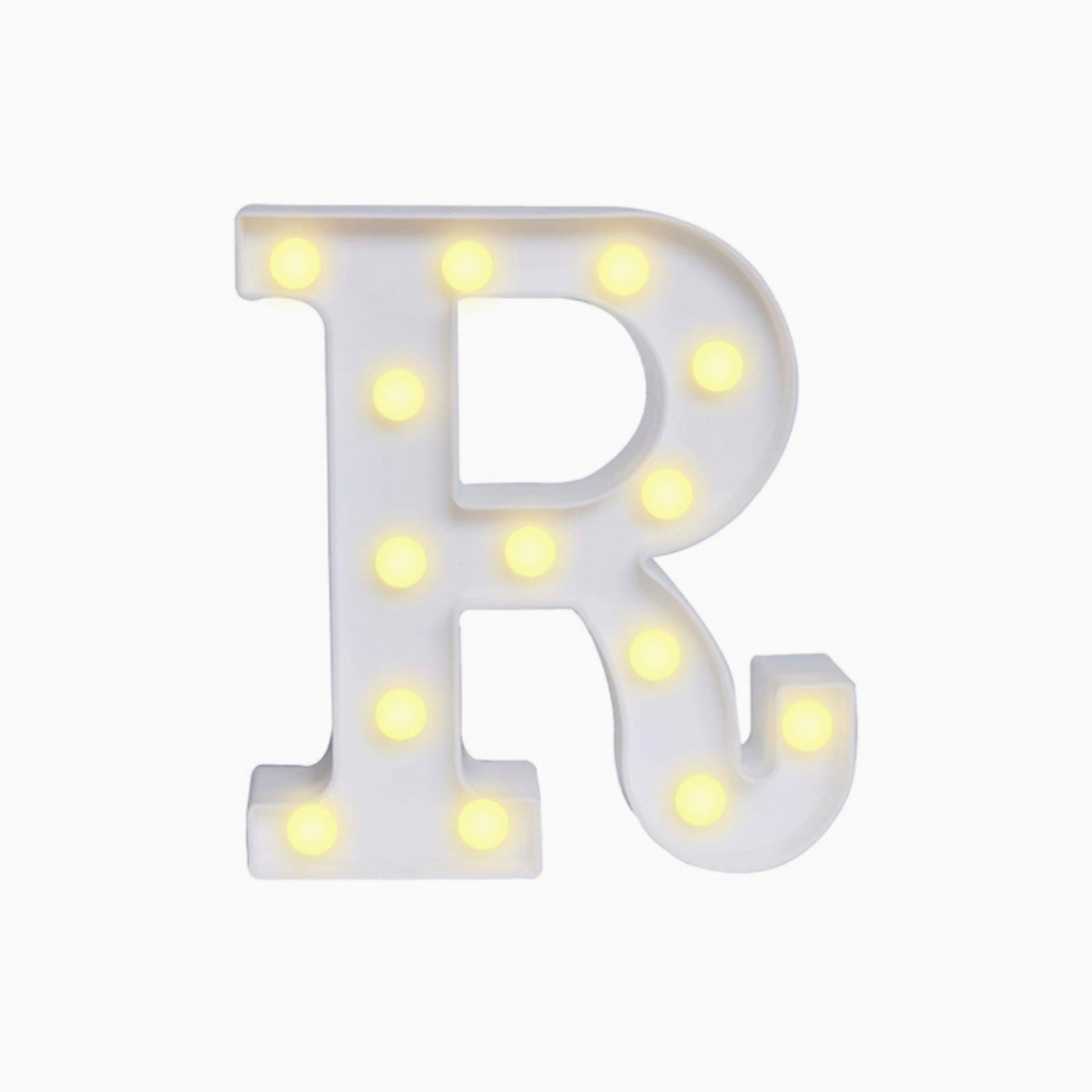 Wooden Vintage LED Marquee Freestanding Letter R - White
