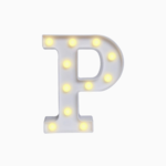 Wooden Vintage LED   Marquee Freestanding Letter P - White