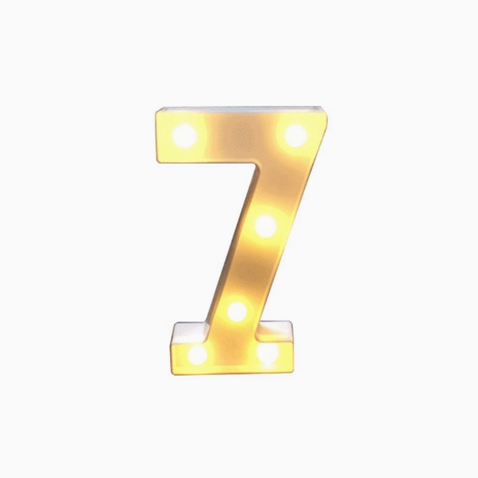 Wooden Vintage LED   Marquee Freestanding Number 7 - White