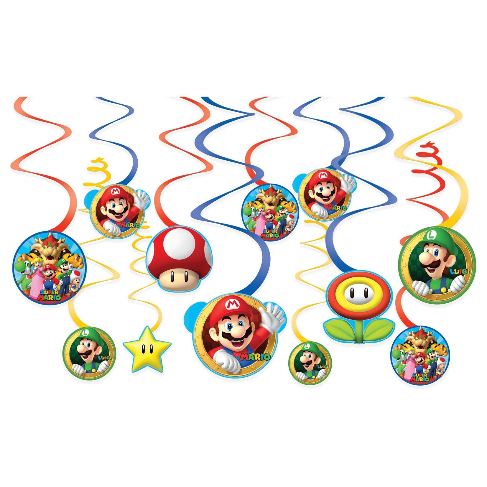 Super Mario Brothers Value Pack Foil Swirl Decorations