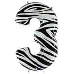34" Number 3 Zebra Stripes