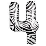 34" Number 4 Zebra Stripes