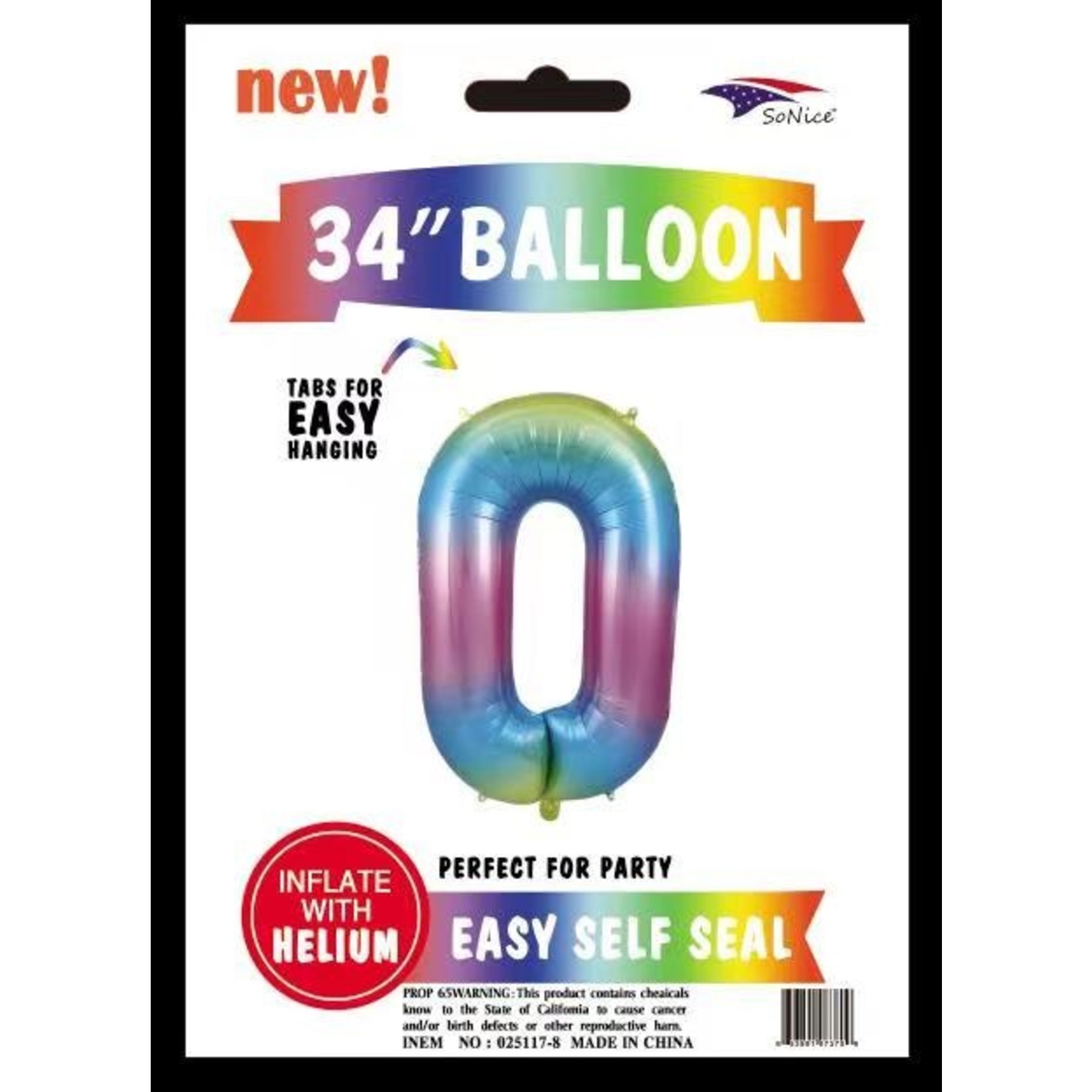 34" Number 0 Rainbow