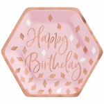 Blush Birthday 7" Hexagon Plate 8ct