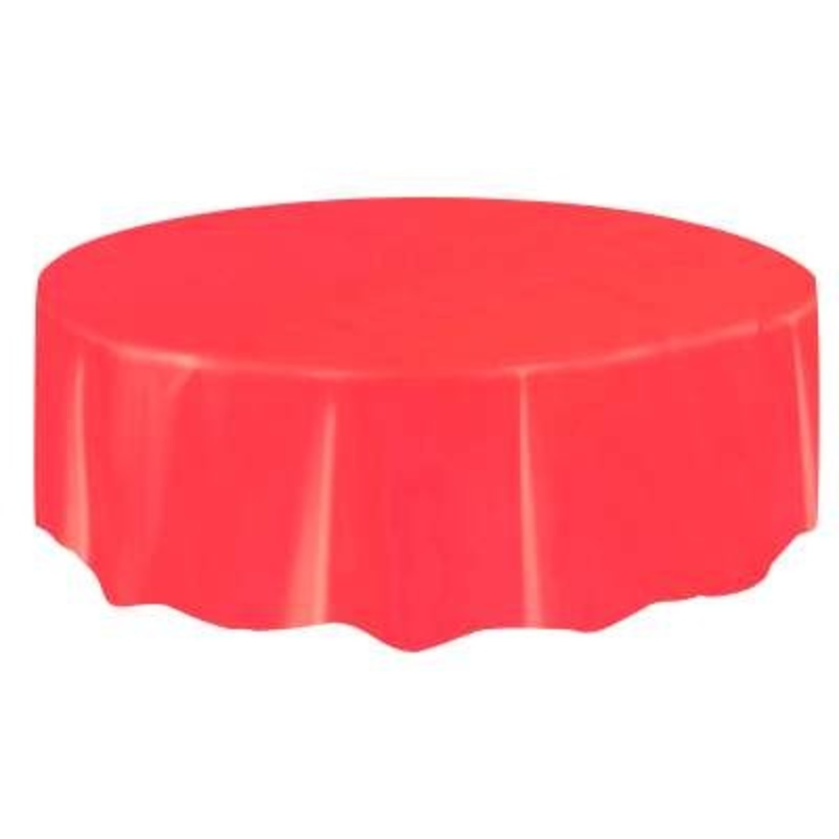 Red Solid Round Plastic Table Cover  84"
