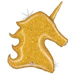 38" Gold Glitter Unicorn Shape Balloon