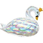 29" Iridescent Swan Holographic Shape