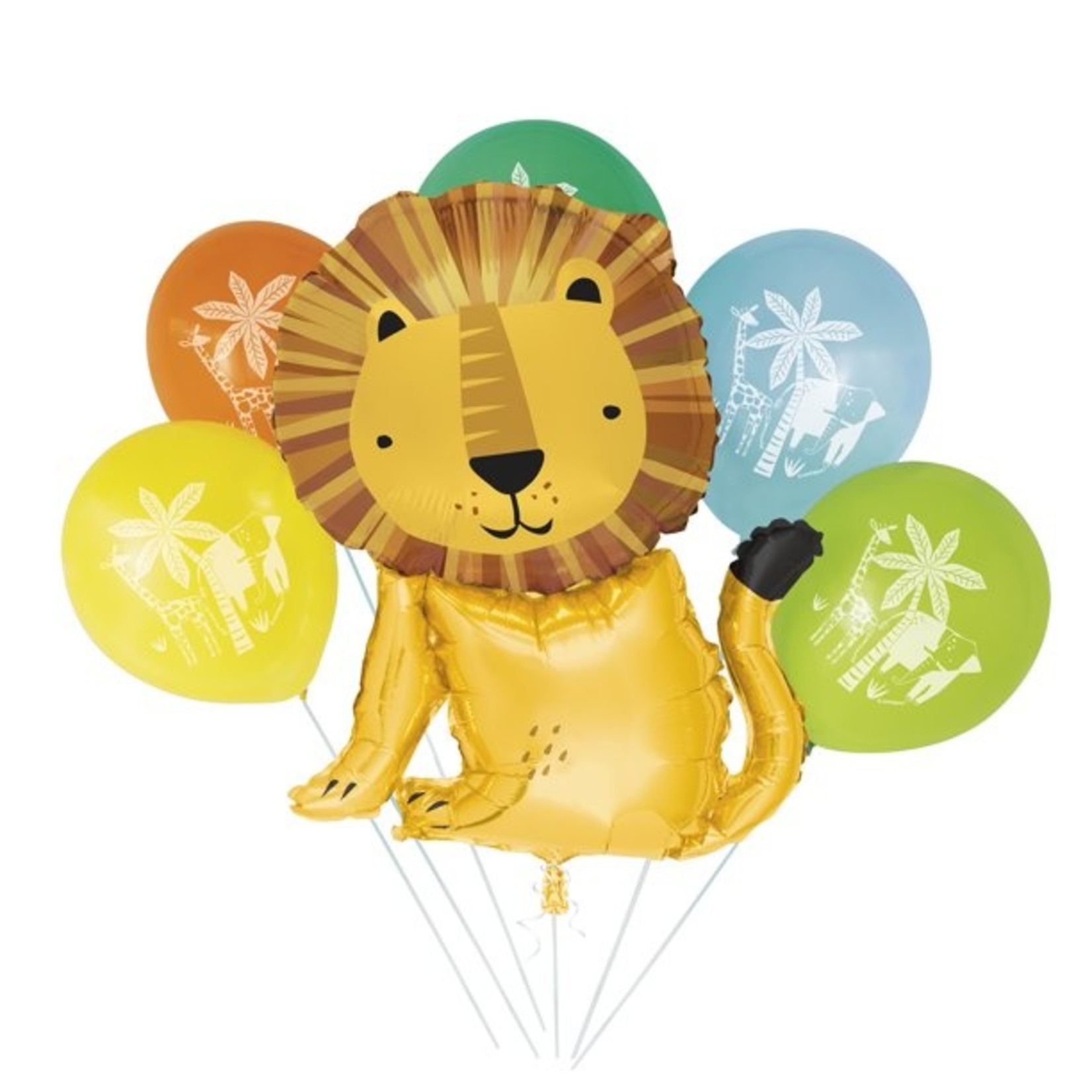 Lion Giant Foil & Latex Balloon Bouquet Kit 6pc