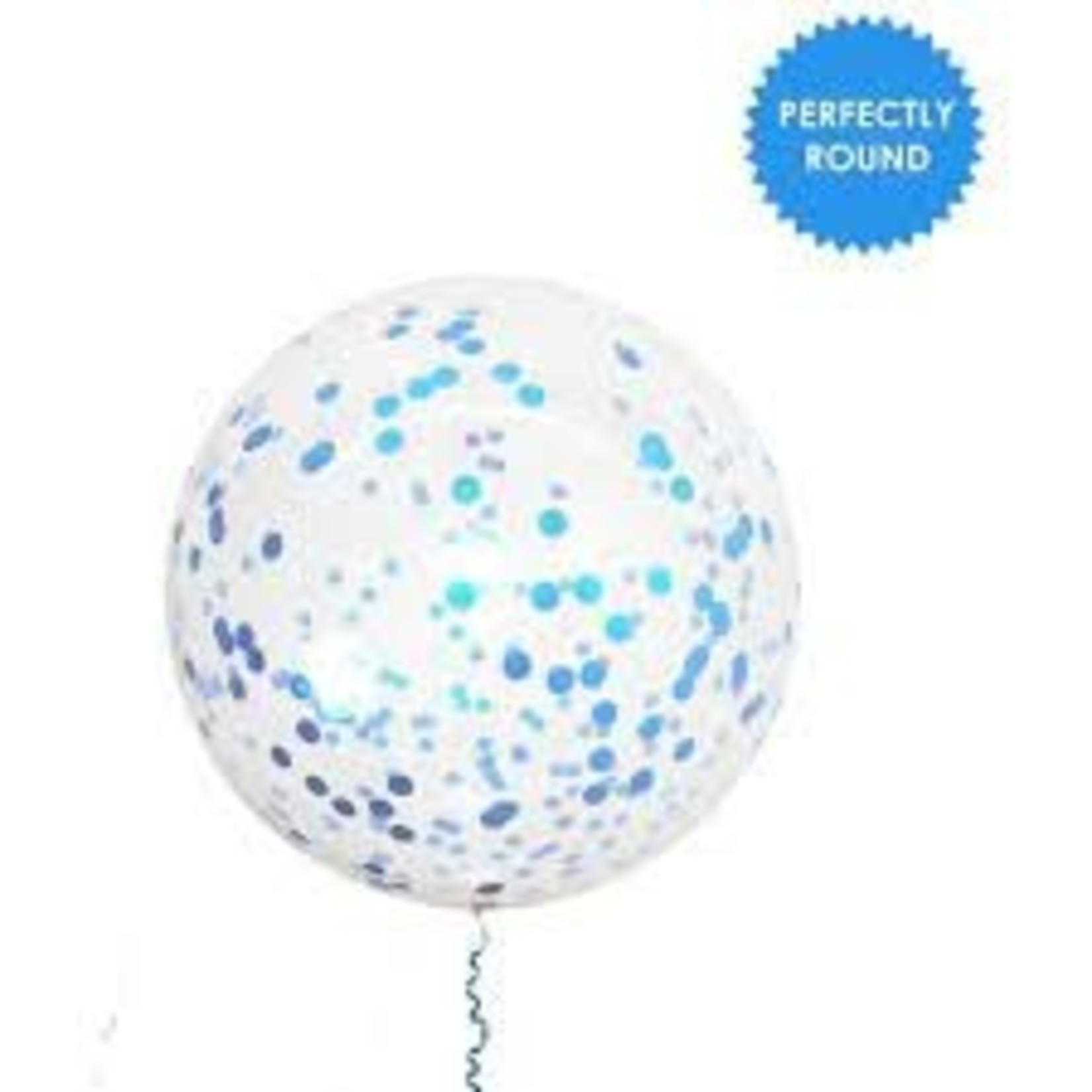 36" Clear Balloon w/ Blue Confetti