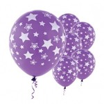 12" New Purple Stars Latex Balloon