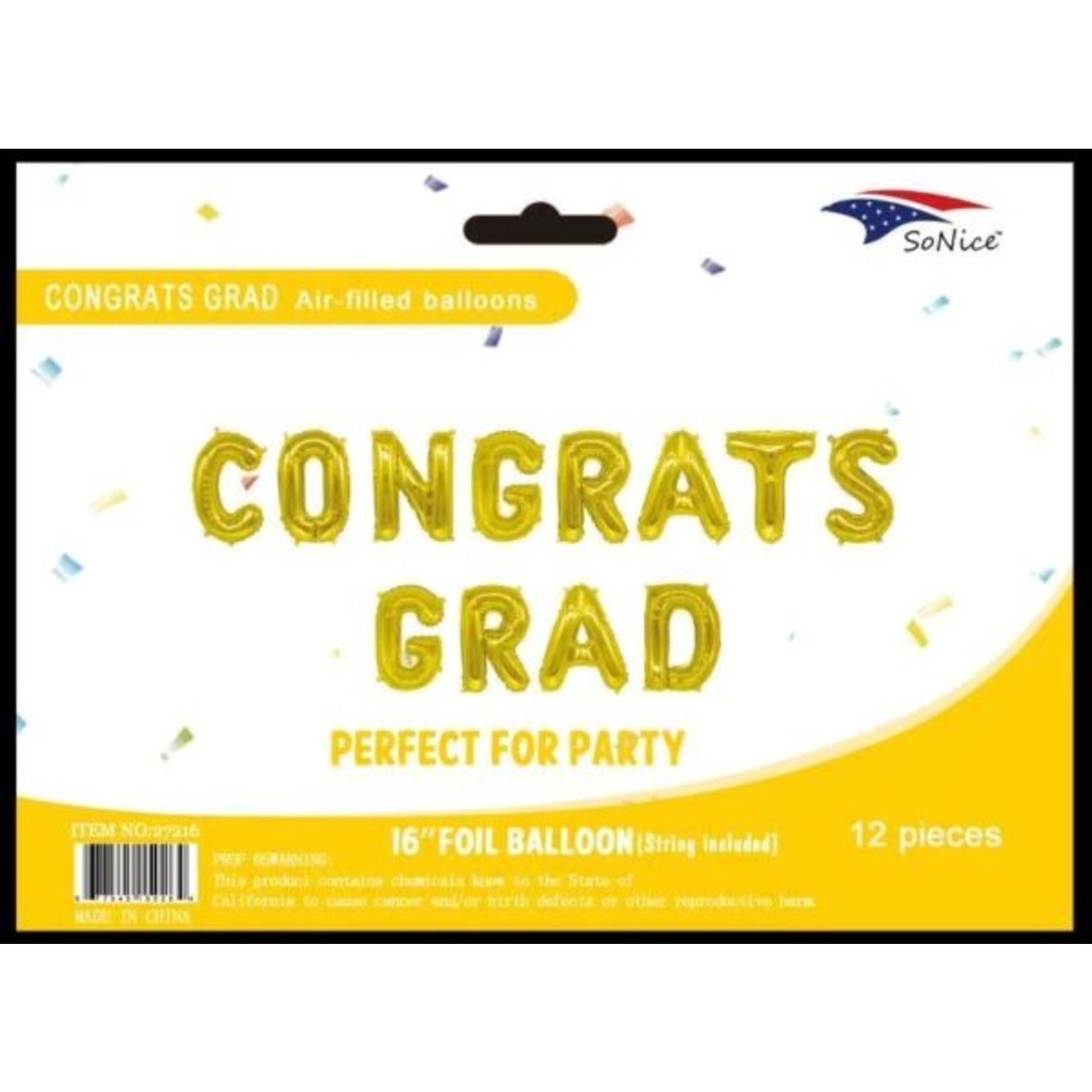 Gold "Congrats Grad" Balloon Banner