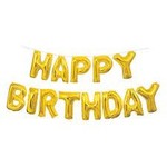 14" Gold 'Happy Birthday' Balloon Banner