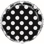 18" Black Polka Dot Round Foil Balloon