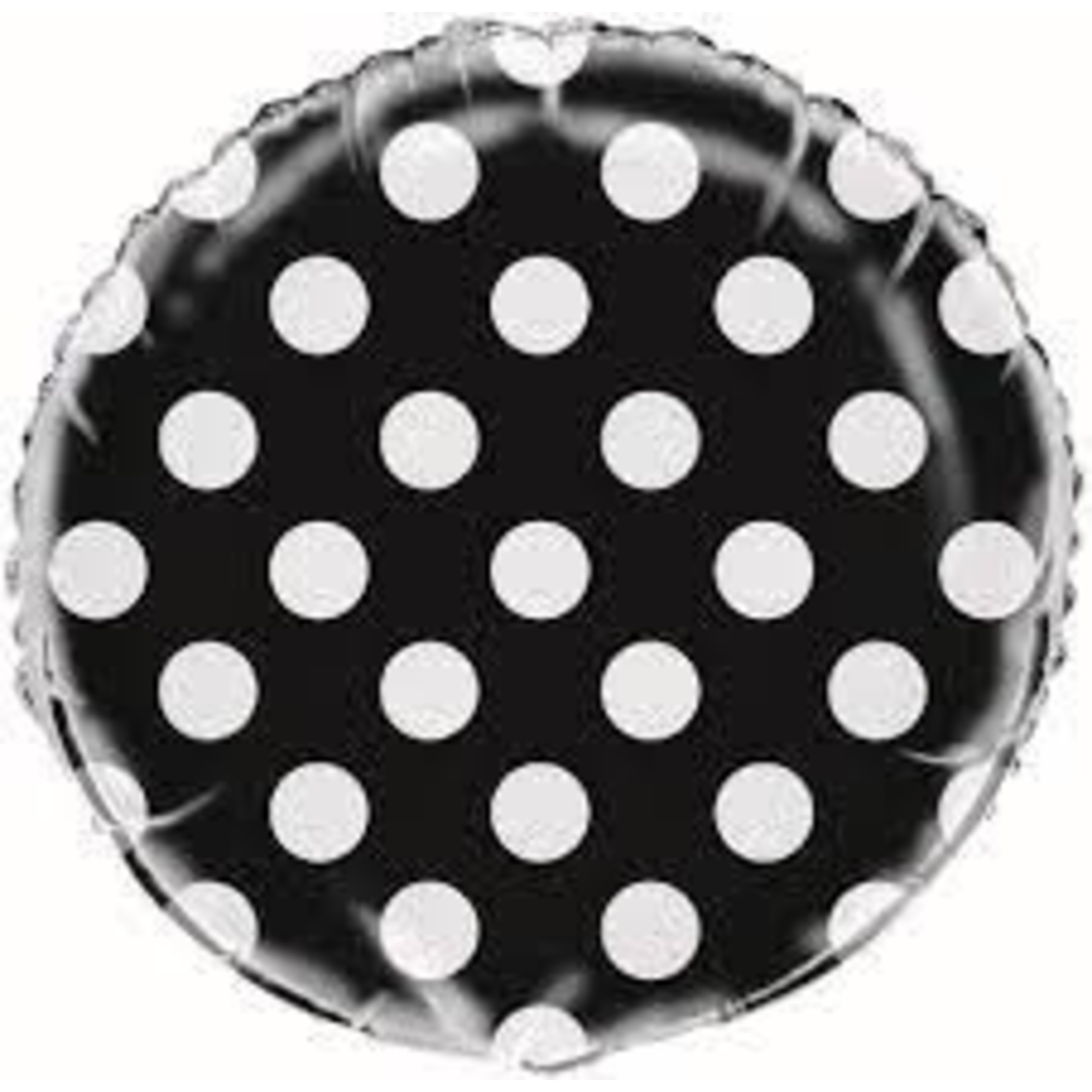 18" Black Polka Dot Round Foil Balloon