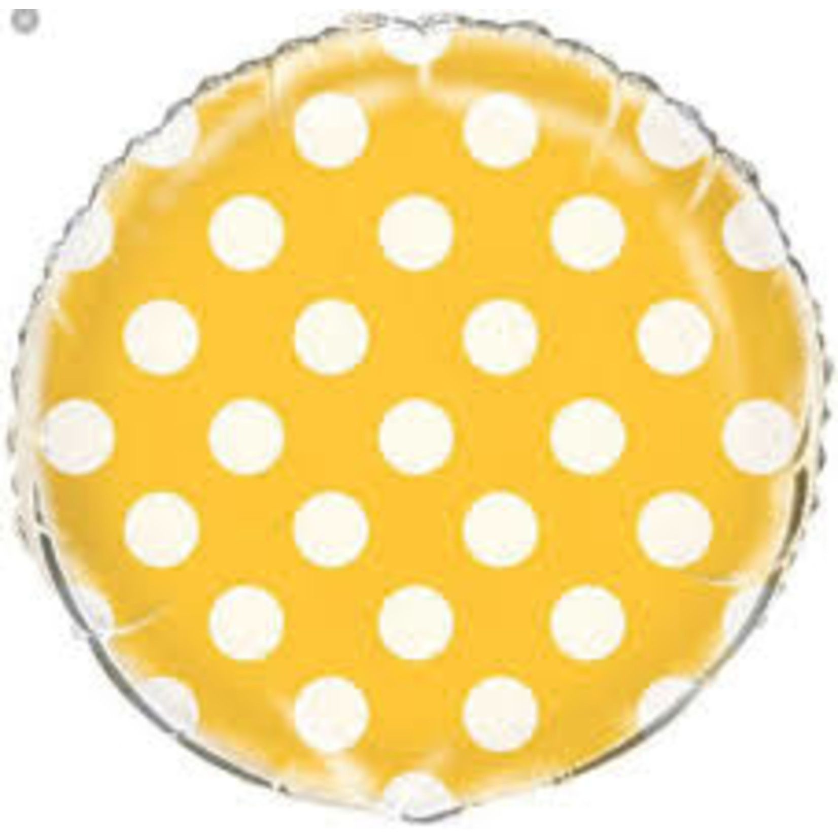 18" Round Yellow with Polka Dots Balloon