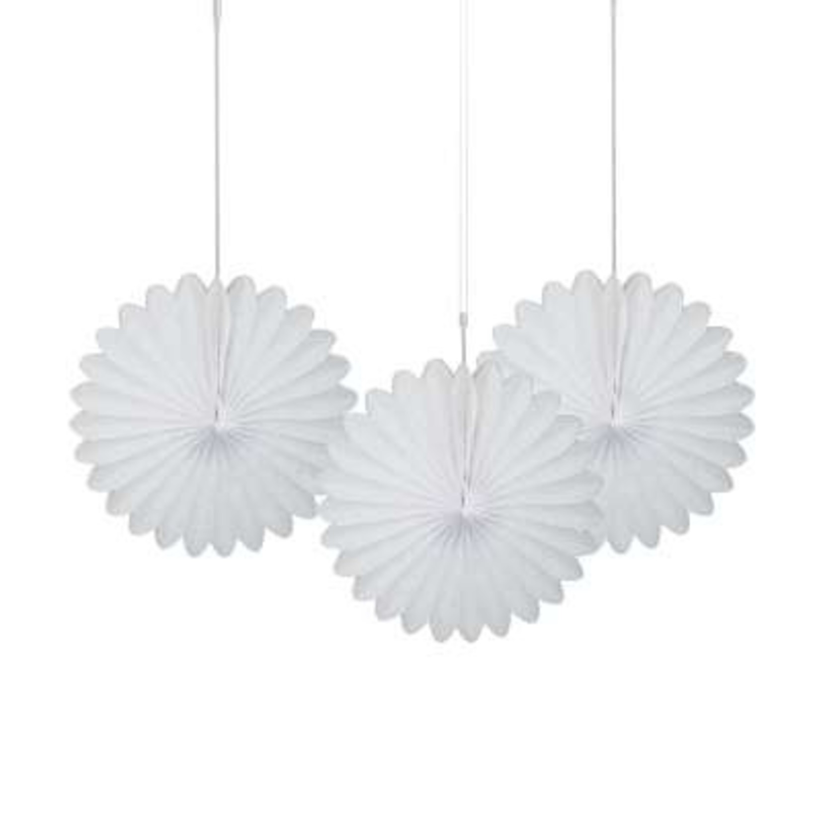 White Solid 6" Tissue Paper Fans  3ct