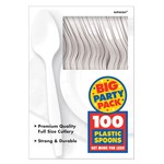 100ct White Plastic Spoons