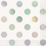 Iridescent Dot Beverage Napkins  16ct - Foil Stamped Iridescent