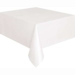 White Solid Rectangular Plastic Table Cover  54" x 108"
