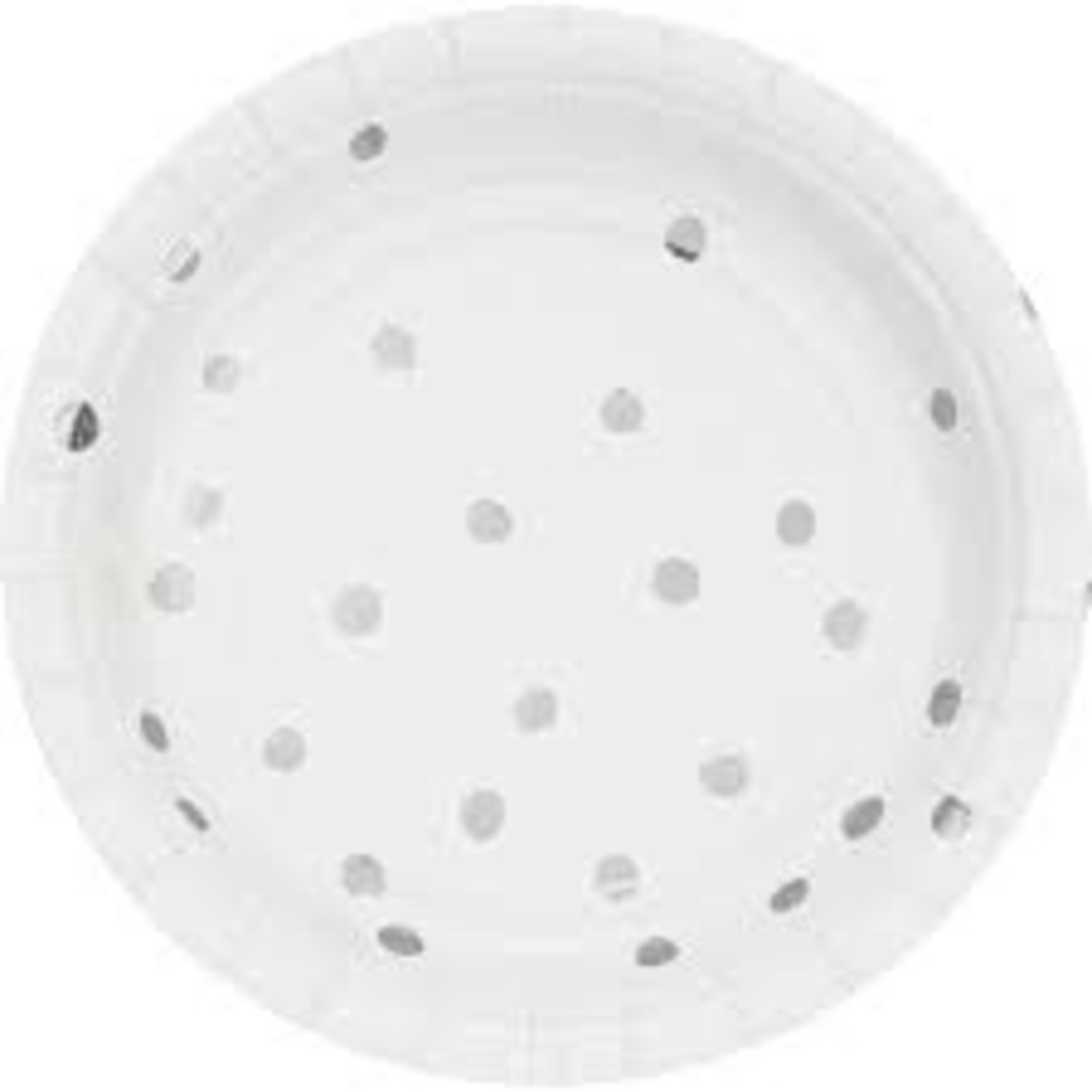 7" Round White w/ Silver Dots Cake Plate