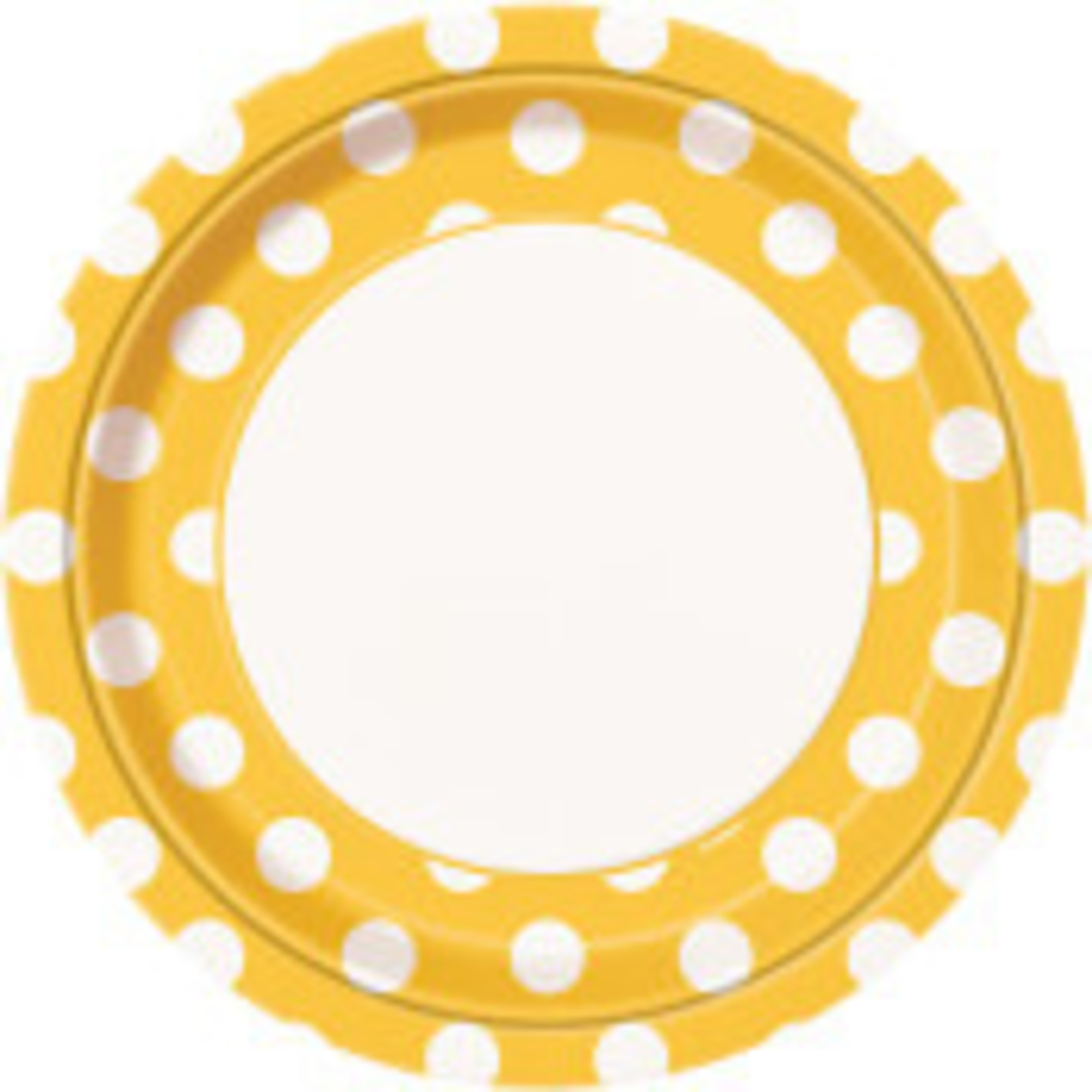 Sunflower Yellow Dots Round 9" Dinner Plates  8ct