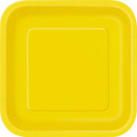 Sunflower Yellow Solid Square 9" Dinner Plates  14ct