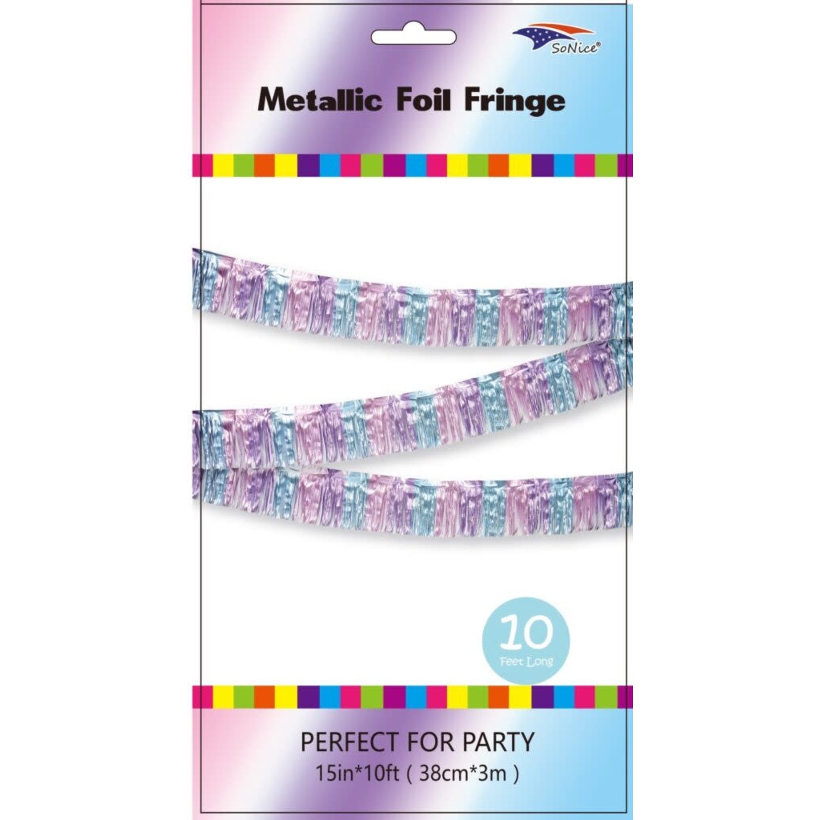 Blue/Pink/Lavender Metallic Foil Fringe